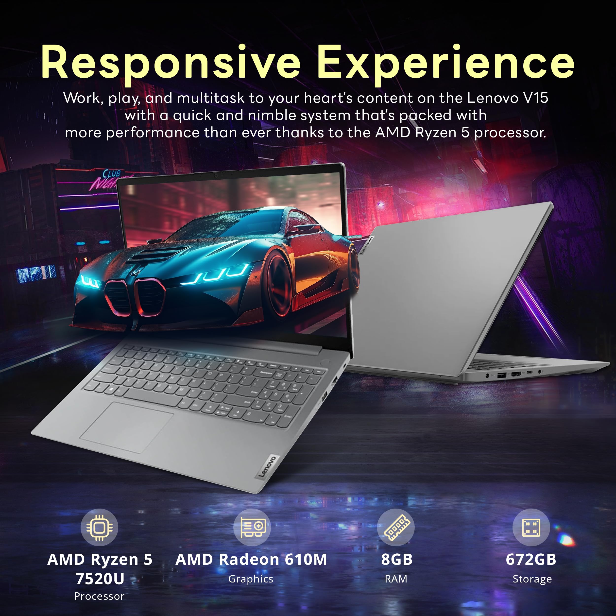 Windowsノート本体 LENOVO V15 G4 AMN Ryzen 5 7520U 8G 512G LENOVO V15 G4 AMN Laptop - AMD Ryzen 5-7520U, 8GB, 256GB SSD